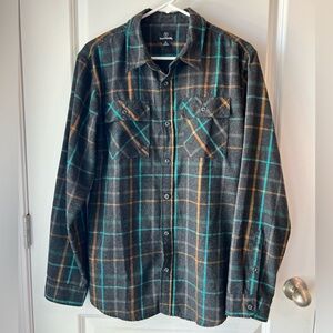 Burnside Gray Plaid Flannel Shirt. Medium